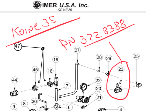 PN 3228388 - Water System Solenoid Valve - IMER Koine 35