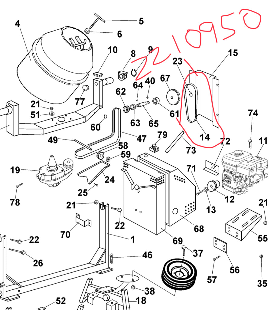 Part Number 2210950 V Drive Belt for Motor IMER Workman II Mixers IMER USA Direct