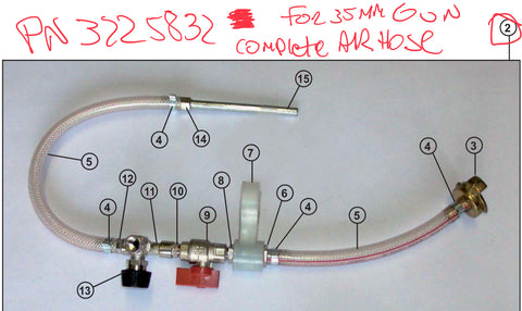 PN 3225832 - Air Nozzle & Valve complete for 35mm MSF Gun - IMER Prestige & Step up 120 Pump