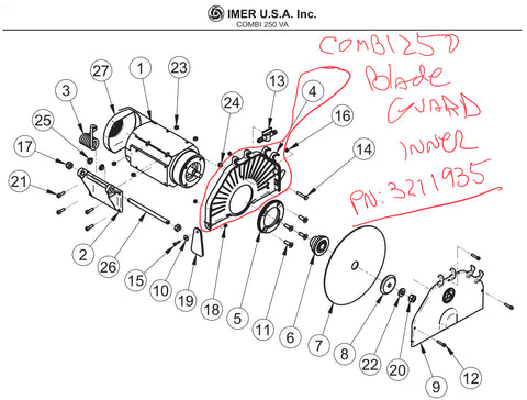 PN 3211935 - Inner Blade Guard - IMER Combi 250 Saws - All Models
