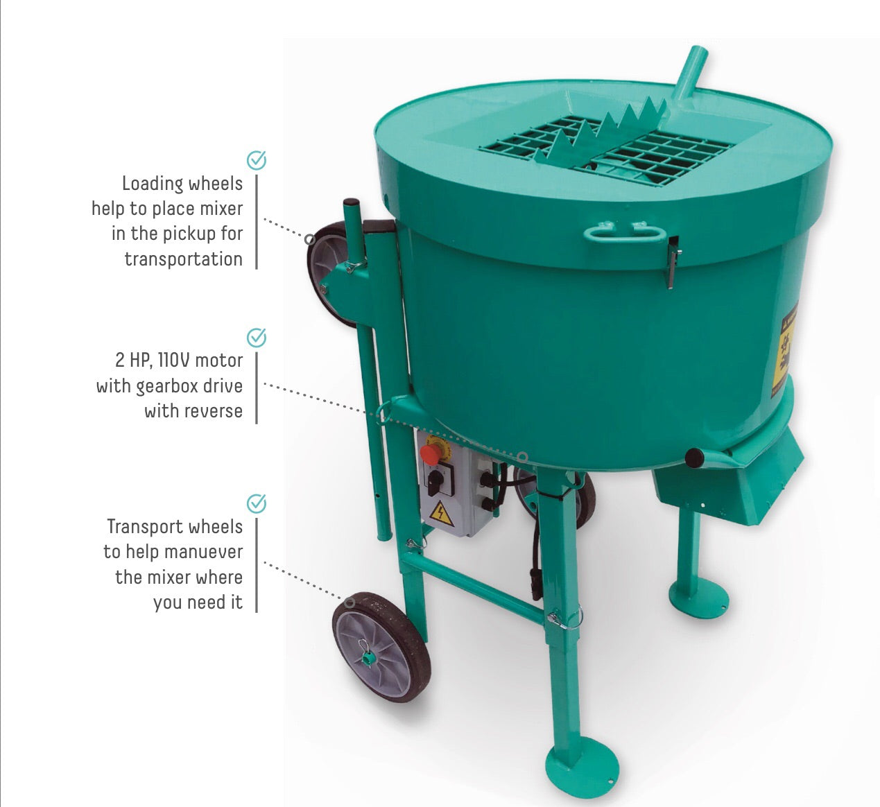 IMER Minuteman II 5 CF 110v Portable Mixer with POLY DRUM