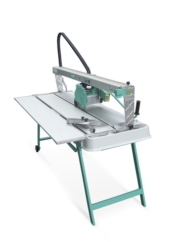 IMER Combi 250/1500 10" blade 57" cutting length precision ultra large format tile and slabe saw tilts to miter cut with side table and stand