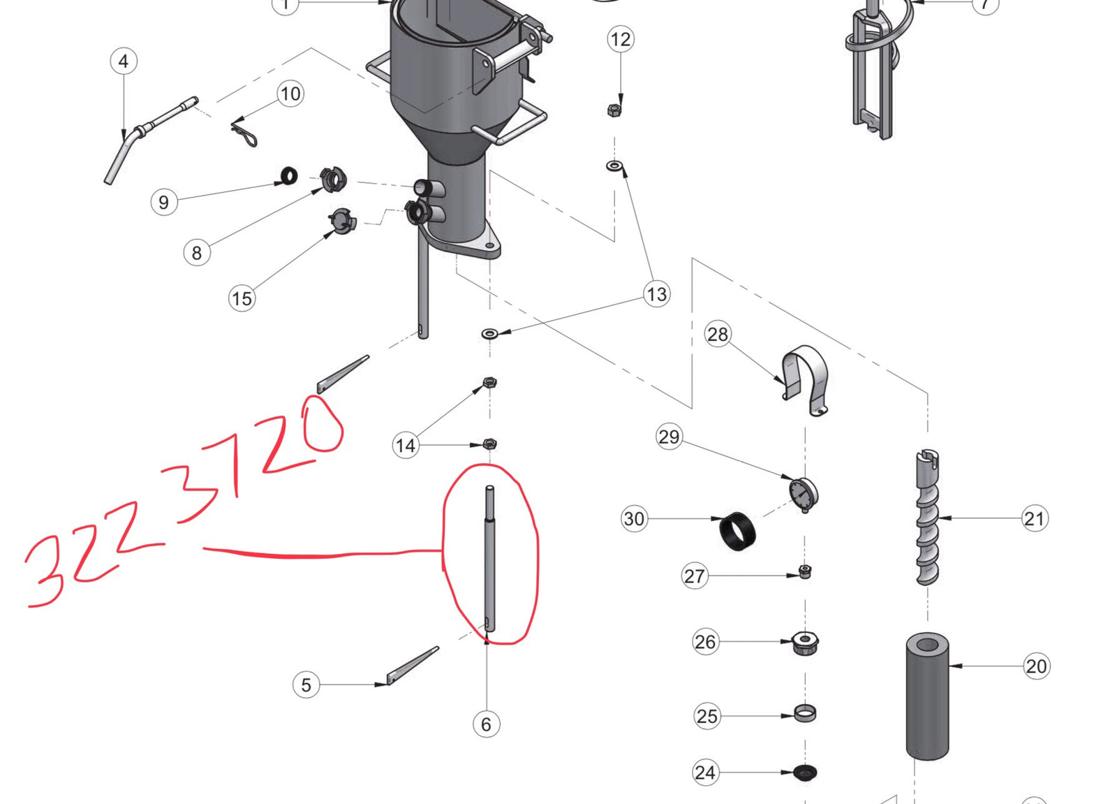 Part Number 3223720 -  Tie Rod for Rotor/ Stator IMER Koine 4 Pump