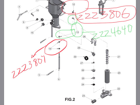Part Number 2224640 -  Upper Nut for Tie Rod for Rotor/ Stator IMER Koine 4 Pump