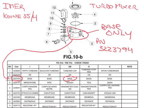 Part Number 3223794 - IMER Koine 35/4 Turbo Mixer Base ONLY