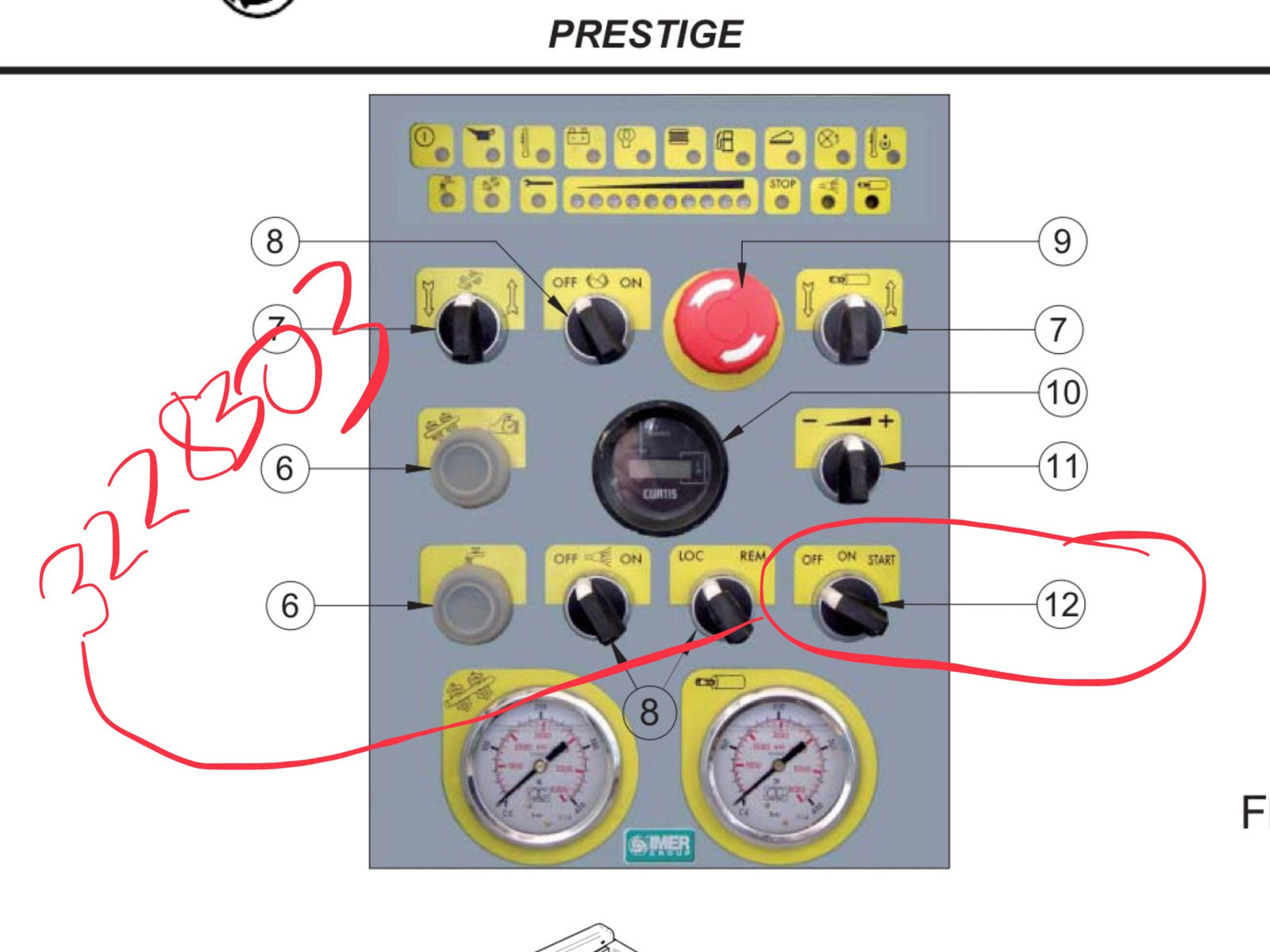 IMER Part Number 3228303 ON/Off Switch (3 position) Control Panel IMER Prestige Pump