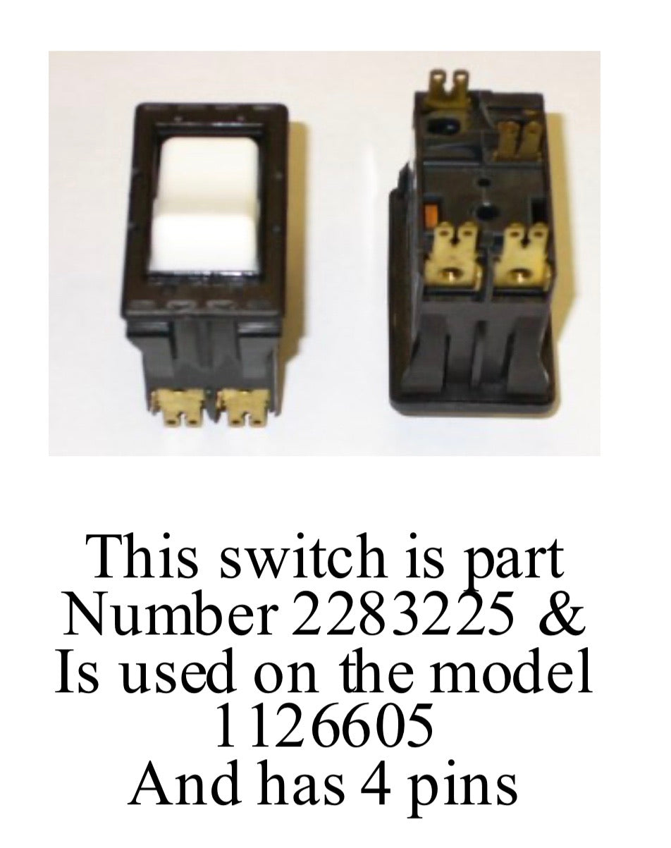 Part Number 2283225 ( No Longer Available)  - ON/OFF White Rocker SWITCH for IMER Minuteman and Wheelman Electric Mixers