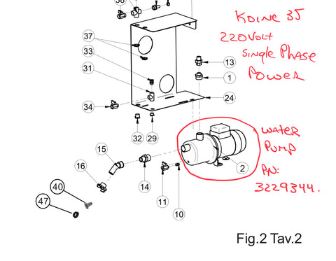 Part Number 3229344 - Water Booster Pump - IMER Koine 35 Pump - 220volt SP