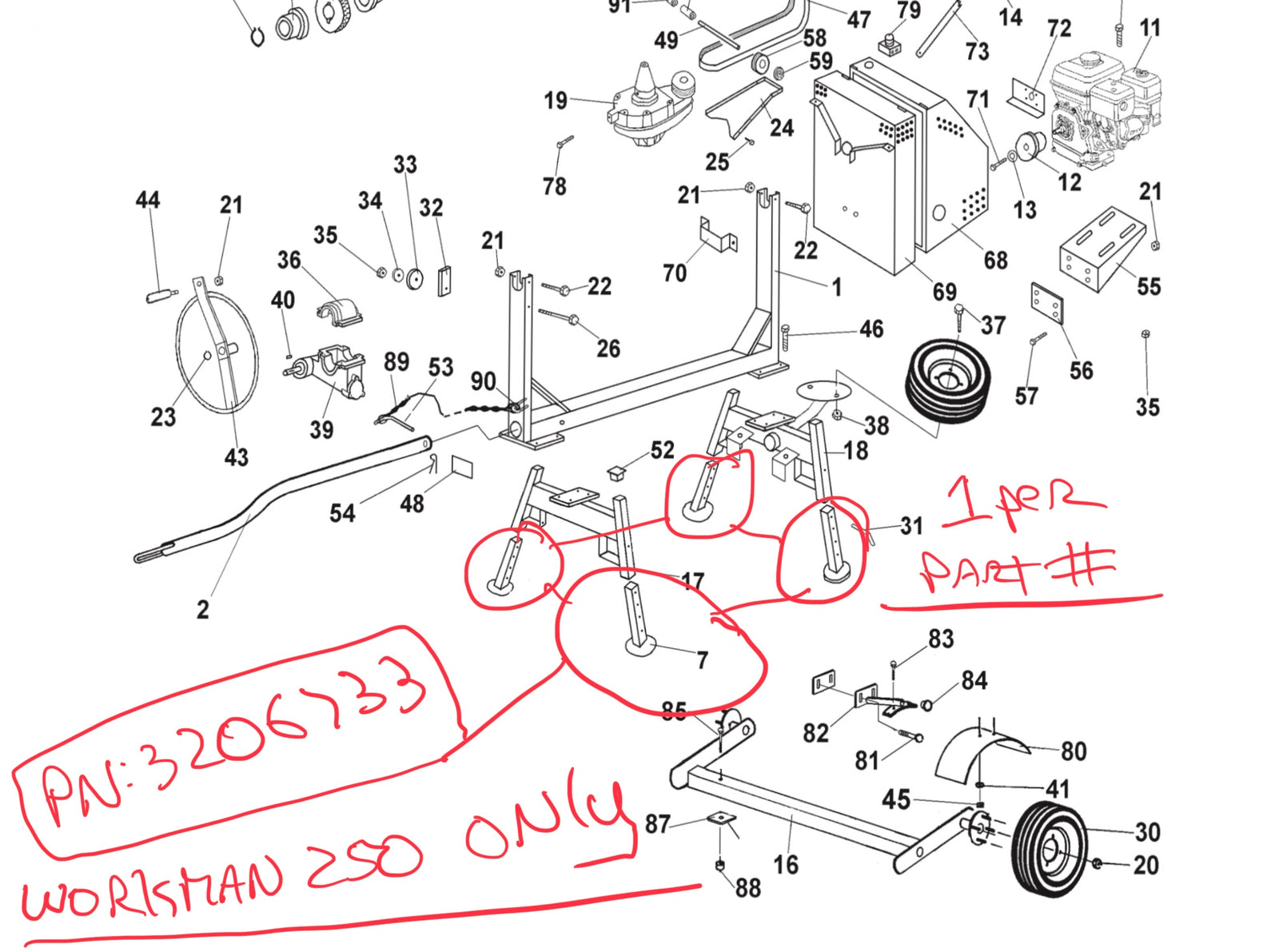 Part Number 3206733 - IMER Workman 250 Mixer - Stabilizing Leg