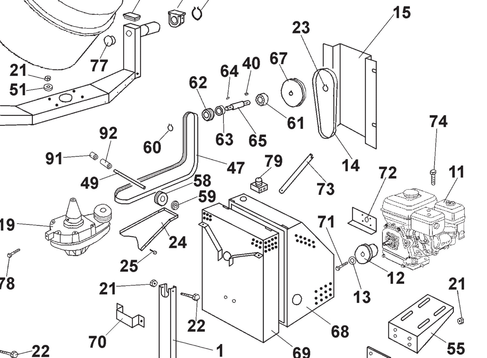 Workman 250 II Mixer PN 3209054 Shaft, Item # 65 in schematic